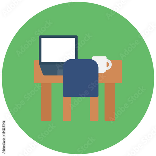 Laptop Workspace icon vector image. Can be used for Remote Working.
