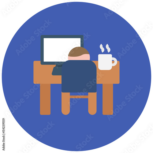 Home Office Desk icon vector image. Can be used for Remote Working.
