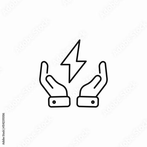 hands lightning energy icon sign vector
