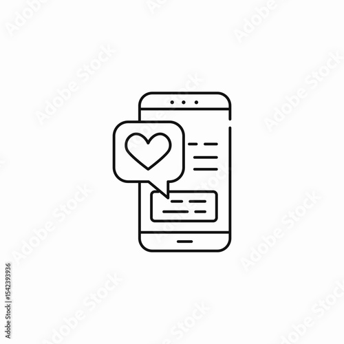 phone love message icon sign vector