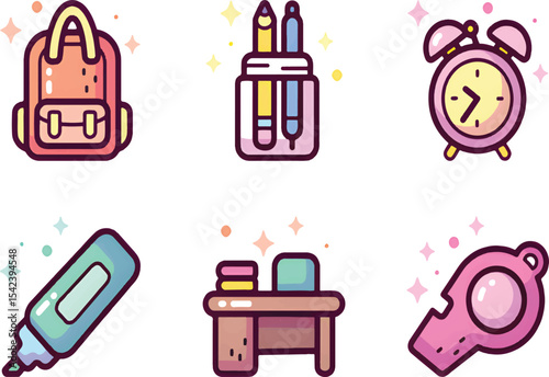 Education icons featuring books, graduation, learning tools, and academic symbols.