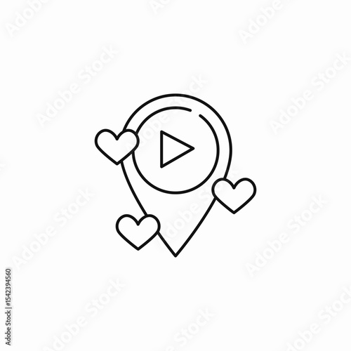 video location hearts icon sign vector