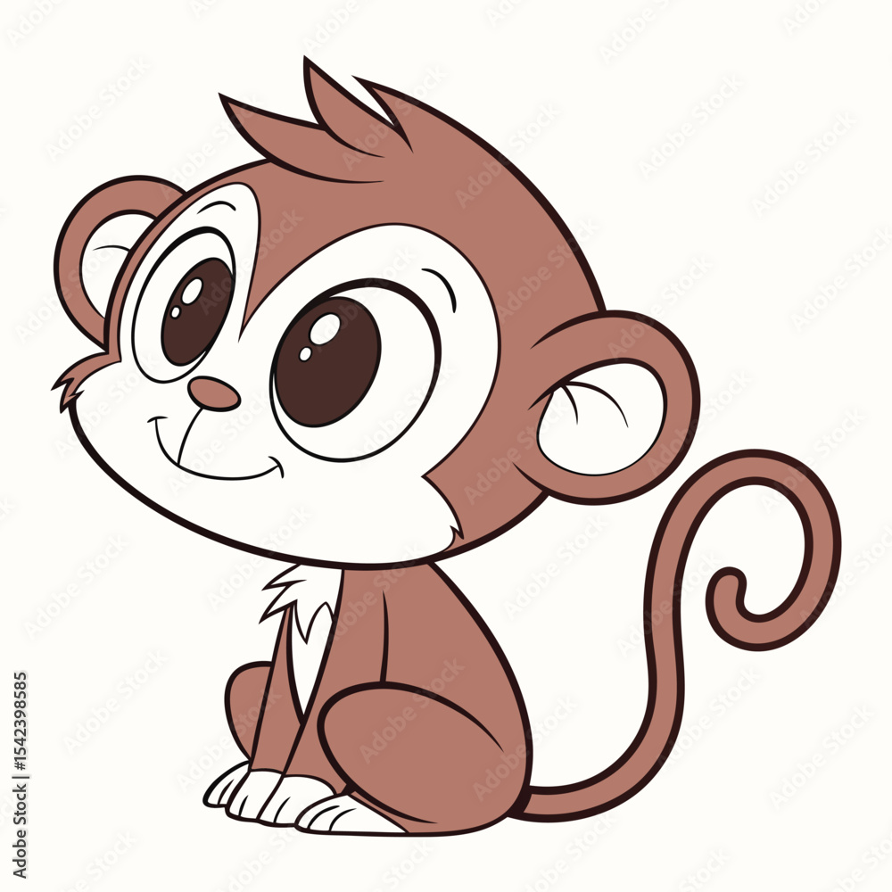 Obraz premium A charming cartoon monkey stands with a friendly smile, showcasing its playful nature
