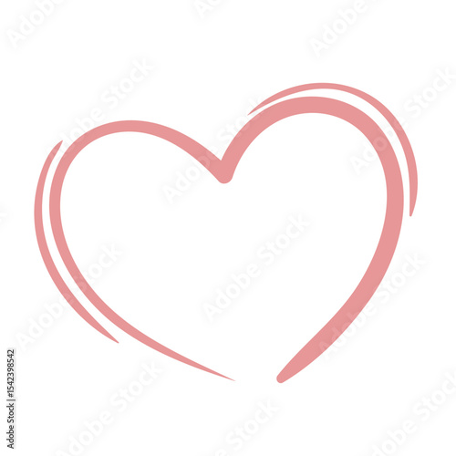 pink heart shape, outline line, sign symbol of love, element for decoration, invitation, marriage proposal