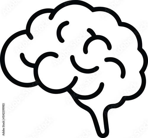 Human Brain Outline Illustration Simple Line Art Graphic