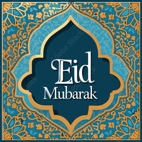 Eid Mubarak Greeting Card Design. Eid al-Fitr or Eid al-Adha. Abstract Background