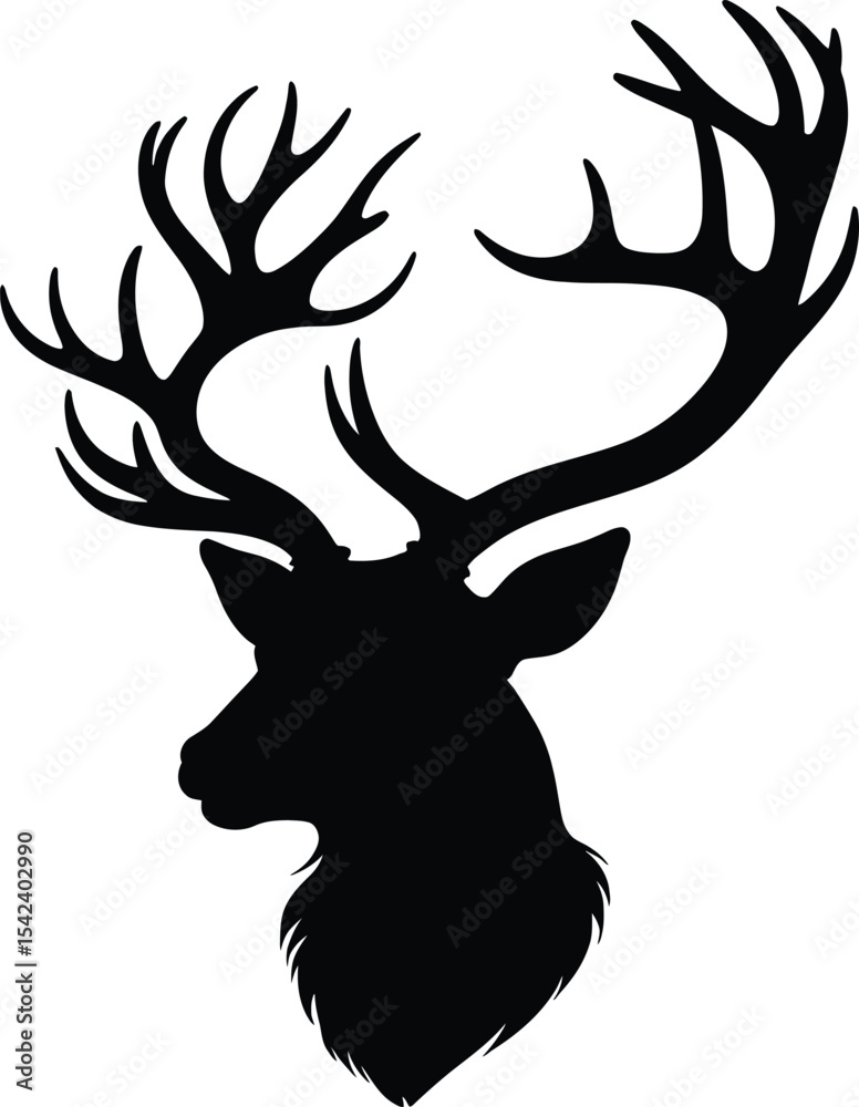 Naklejka premium Majestic deer head silhouette profile.