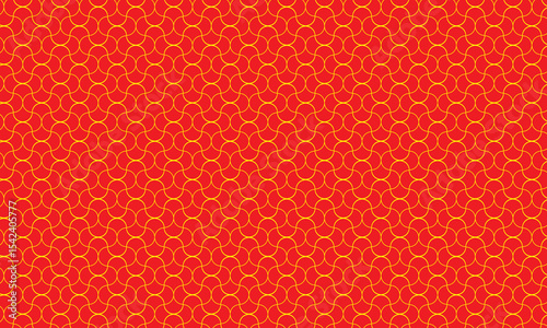 Red fabric texture background with seamless decorative pattern and vintage romantic design