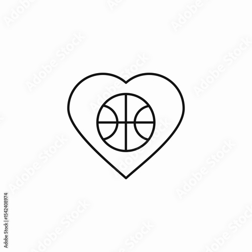 basketball sport love icon sign vector