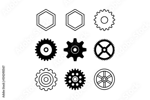  shape icon vector set for industrial and mechanical design illustration