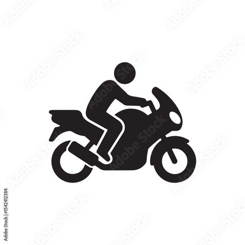 Silhouette Illustration of a Person Riding a Motorcycle Emphasizing Transportation and Recreation with a Minimalist Graphic Style Design