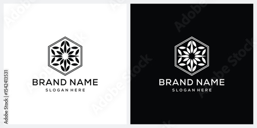 leaf flower floral logo design vector