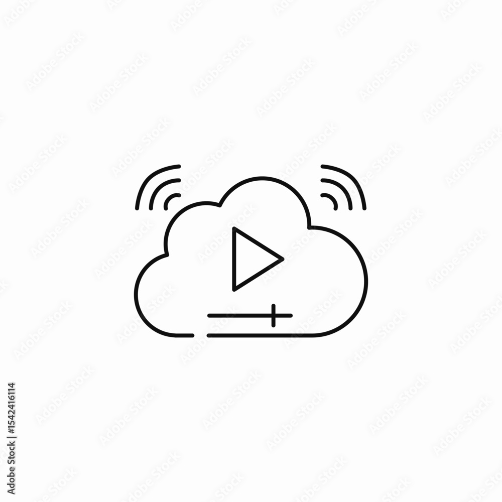 streaming cloud player icon sign vector streaming cloud player icon sign vector