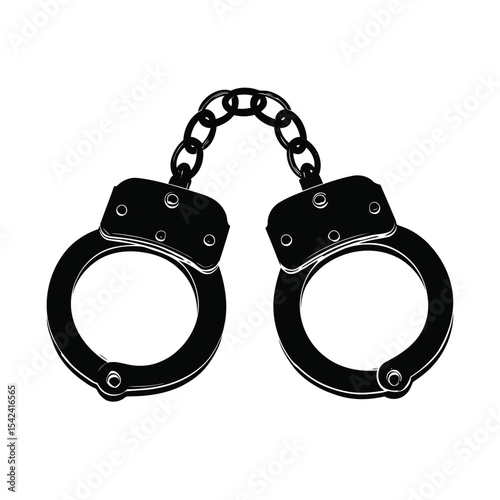 Black handcuff silhouette vector illustration on white background