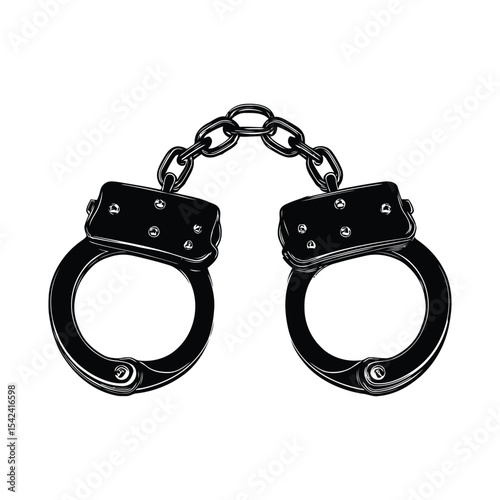 Black handcuff silhouette vector illustration on white background