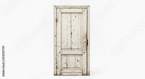 old wooden door with white background