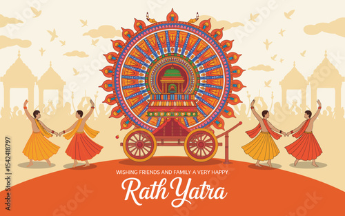 vibrant rath yatra festival in india with traditional dancers, decorated chariot, and festive atmosphere celebrating hindu culture