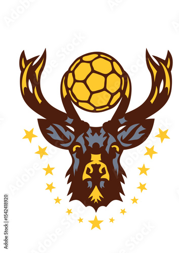 handball cerf bois logo animal club