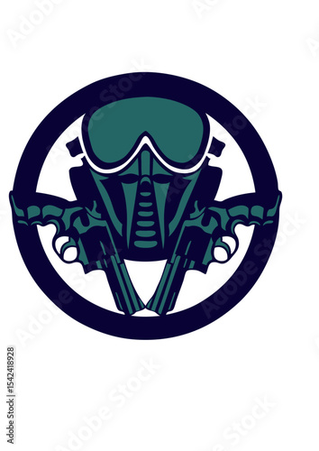 masque air pistolet soft logo casque flingue revolver