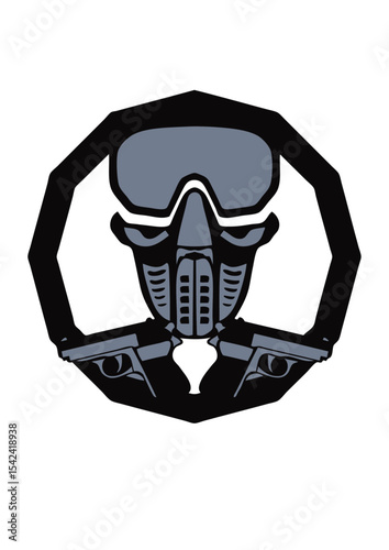 masque air pistolet soft logo casque flingue revolver