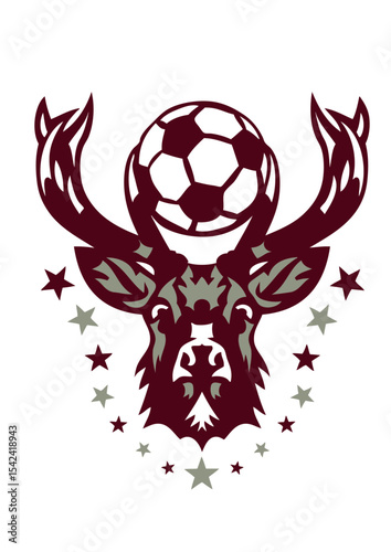 football cerf bois logo animal club