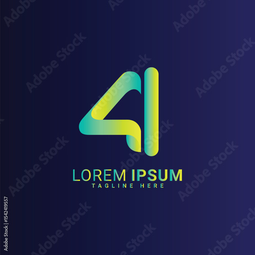 41, gi ai text logo, icon, vector, business, design, symbol, company, sign, illustration, concept, element, water, 