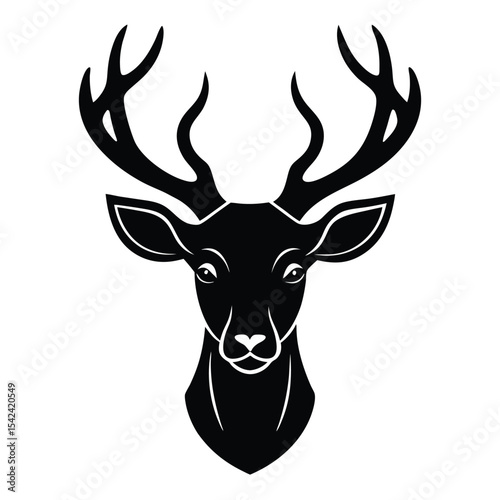 Buck Deer Head Black Icon on White Background