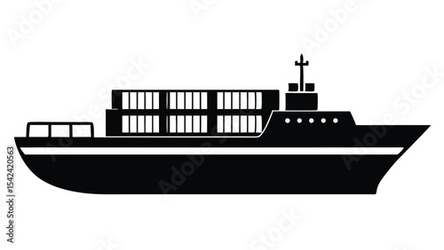Cargo Ship Silhouette Container Vessel Icon