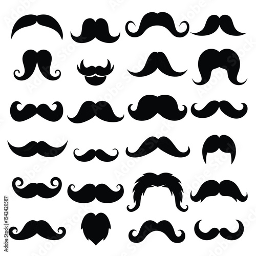 Collection of Vintage Mustache Vector Icons
