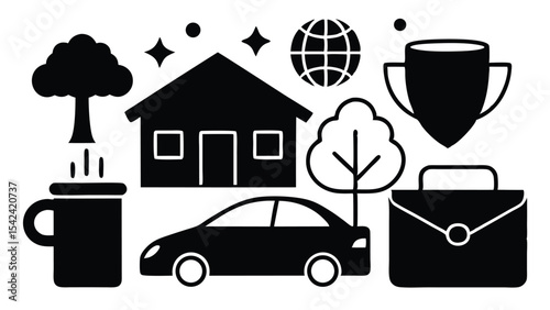Home Tree Car Briefcase Coffee Cup Envelope