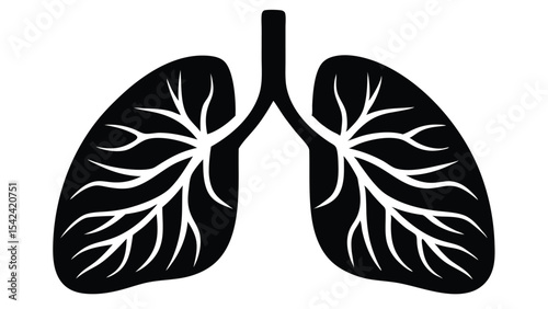 Human Lungs Silhouette Vector Illustration