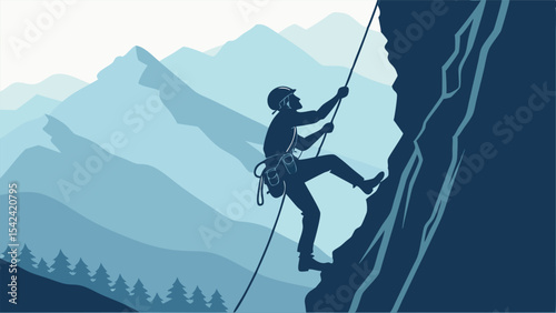 Mountain Climber Silhouette Vector Illustration