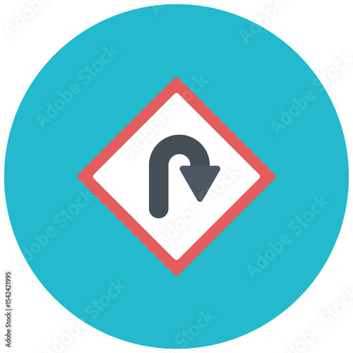 U-Turn icon vector image. Can be used for Driving School.
