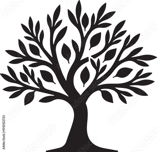 Decorative tree silhouette vector illustration for design projects