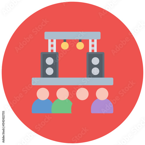 Concert Crowd icon vector image. Can be used for Rock and Roll.