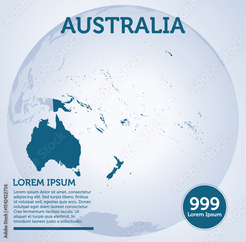 Geographical Map of Australia, Displaying the Country's Location, Borders, and Major Geographical Features for Educational and Travel Purpos
