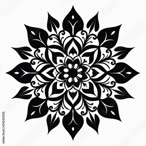 Elegant Black and White Mandala Design Intricate Floral Pattern