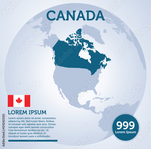 Canada Map with Flag and Description - A Visual Representation of Canada on the World Globe