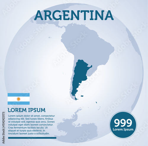 Argentina Map with Flag and Description - A Visual Representation of Argentina in South America
