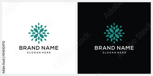 abstract letter H leaf nature logo design icon vector