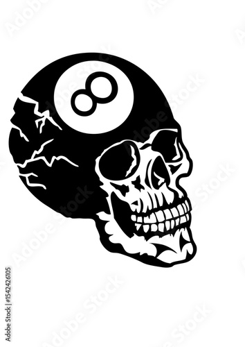 tete de mort billard boule 8 noire logo club