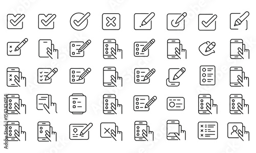 Collection of online survey and checklist icons