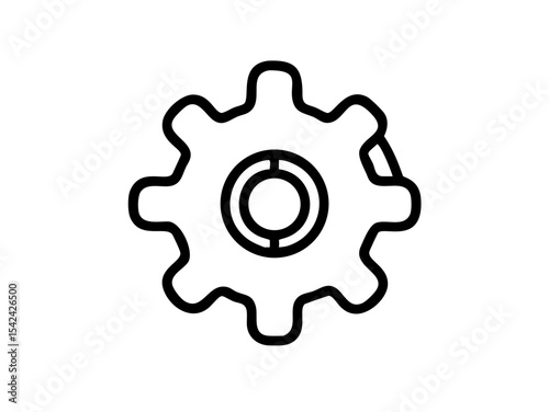 Gear Outline Icon Vector - Editable Stroke Automation Symbol for SaaS & Technical UI