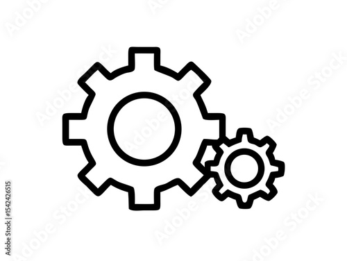 Gear Outline Icon Vector - Editable Stroke Automation Symbol for SaaS & Technical UI