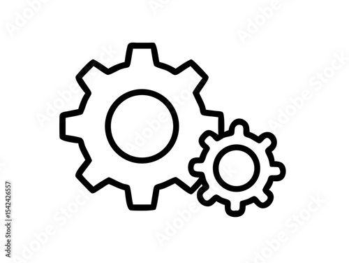 Gear Outline Icon Vector - Editable Stroke Automation Symbol for SaaS & Technical UI