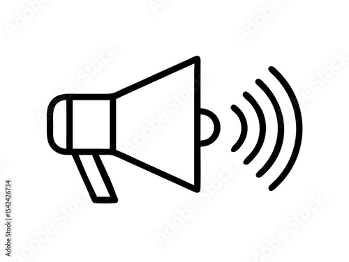 Right-Pointing Megaphone Vector Icon with Sound Waves - Marketing & Announcement Symbo