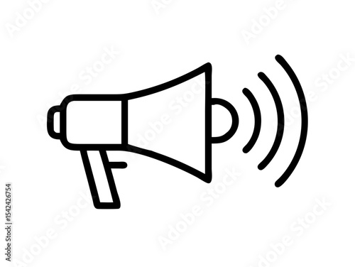 Right-Pointing Megaphone Vector Icon with Sound Waves - Marketing & Announcement Symbo