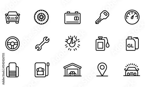 Car repair and maintenance line icons set