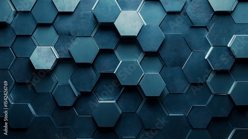 A futuristic metallic wallpaper with 3D hexagonal patterns