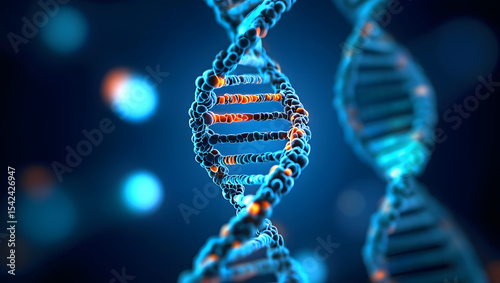 A detailed 3d rendering of a dna molecule